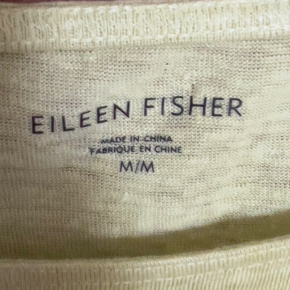 Eileen Fisher 100% organic linen yellow long sleeve tunic sz M boat neck hi low - Picture 4 of 6